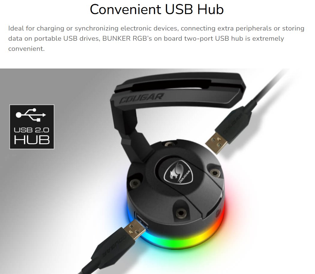 COUGAR držák kabelu myši Bunker RGB s USB HUBem