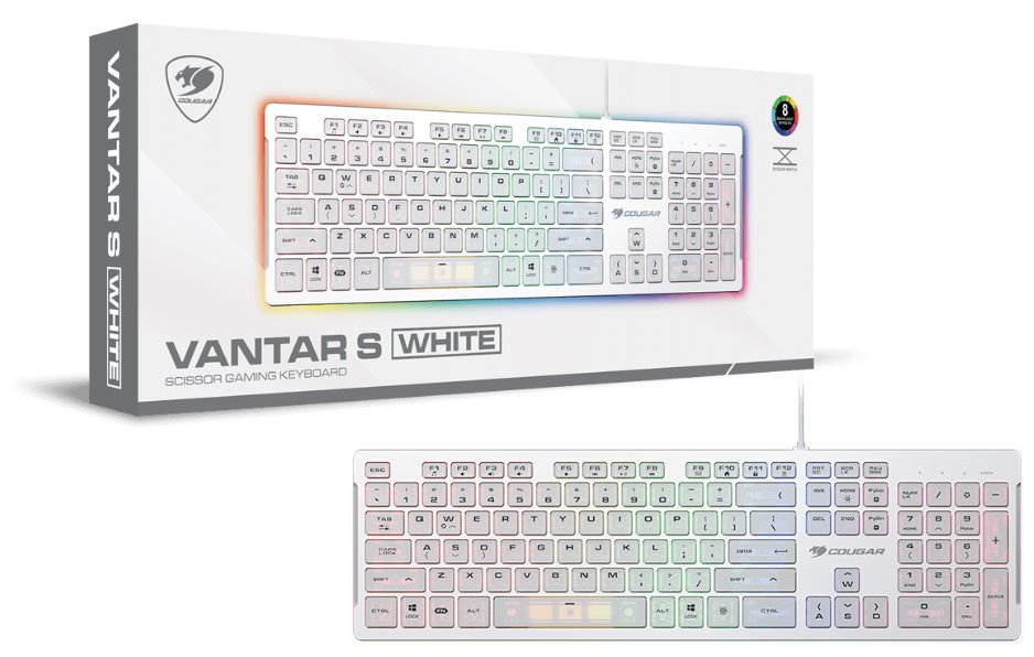 COUGAR herní klávesnice VANTAR S RGB White, Ultra Slim Thickness, Anti-Ghosting