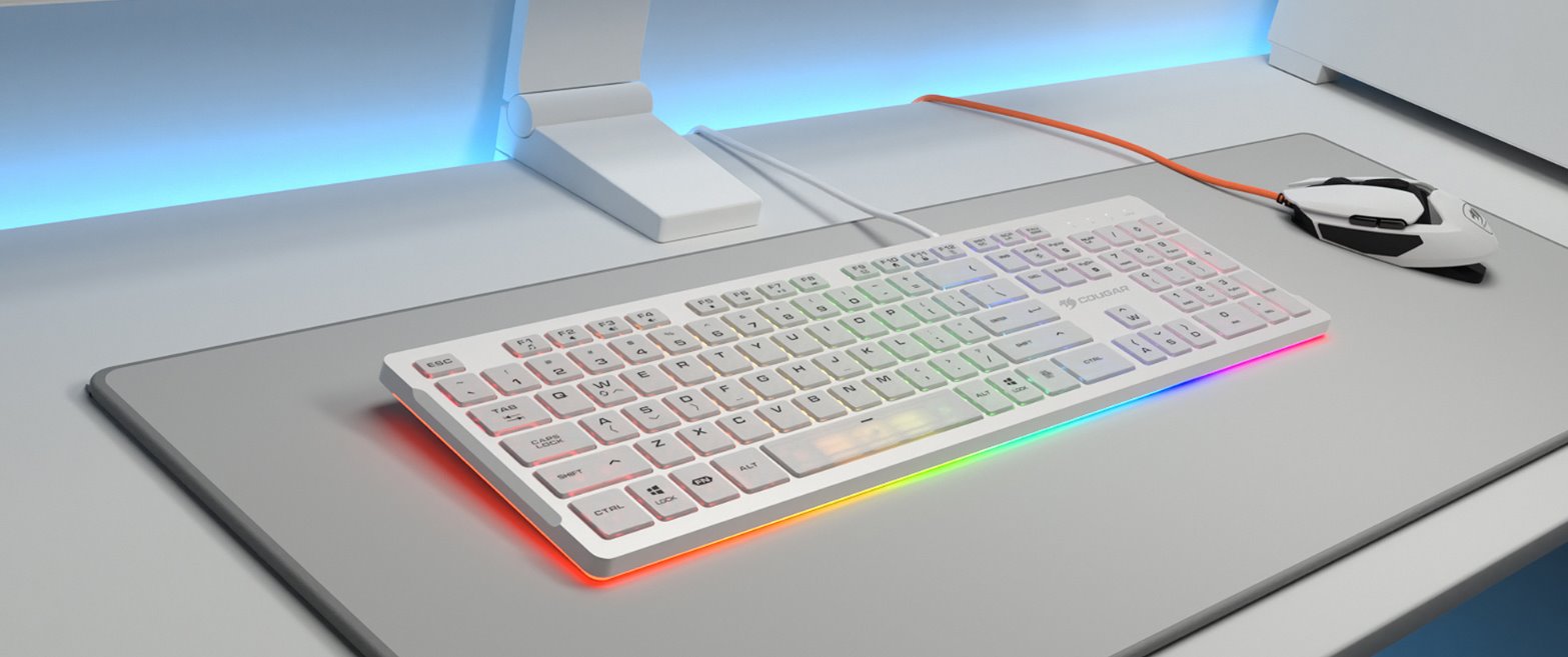 COUGAR herní klávesnice VANTAR S RGB White, Ultra Slim Thickness, Anti-Ghosting