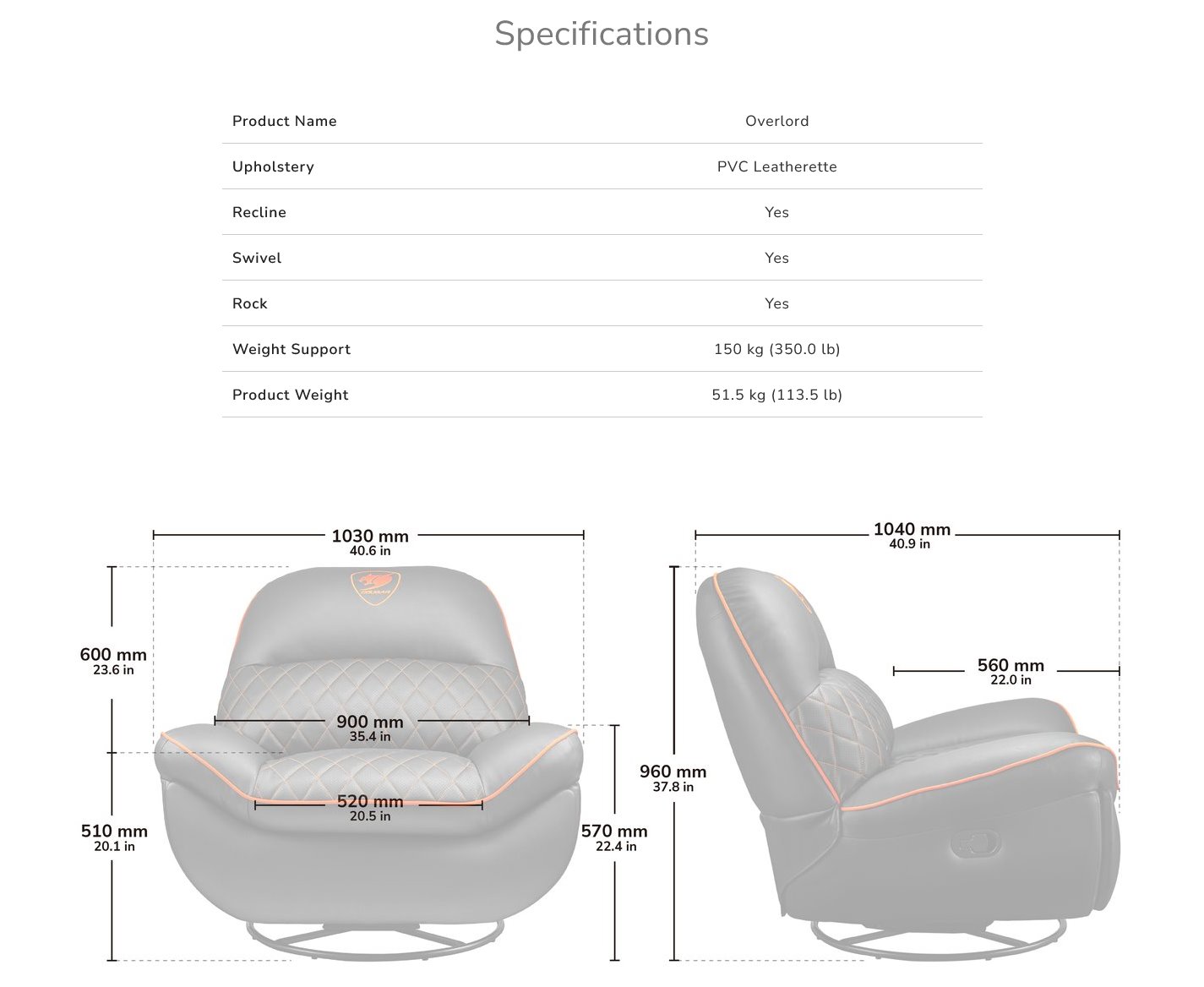 COUGAR herní křeslo OVERLORD