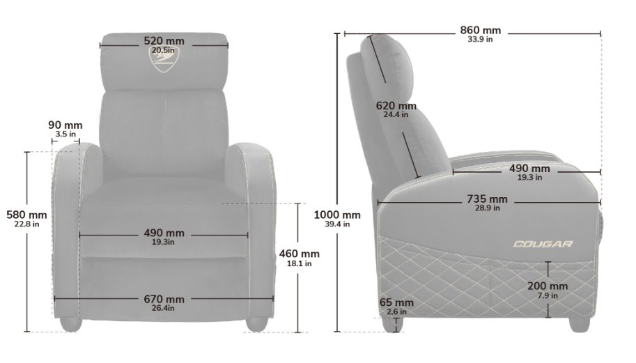 COUGAR herní křeslo RANGER ELITE GOLD - černá, gold, boční kapsy