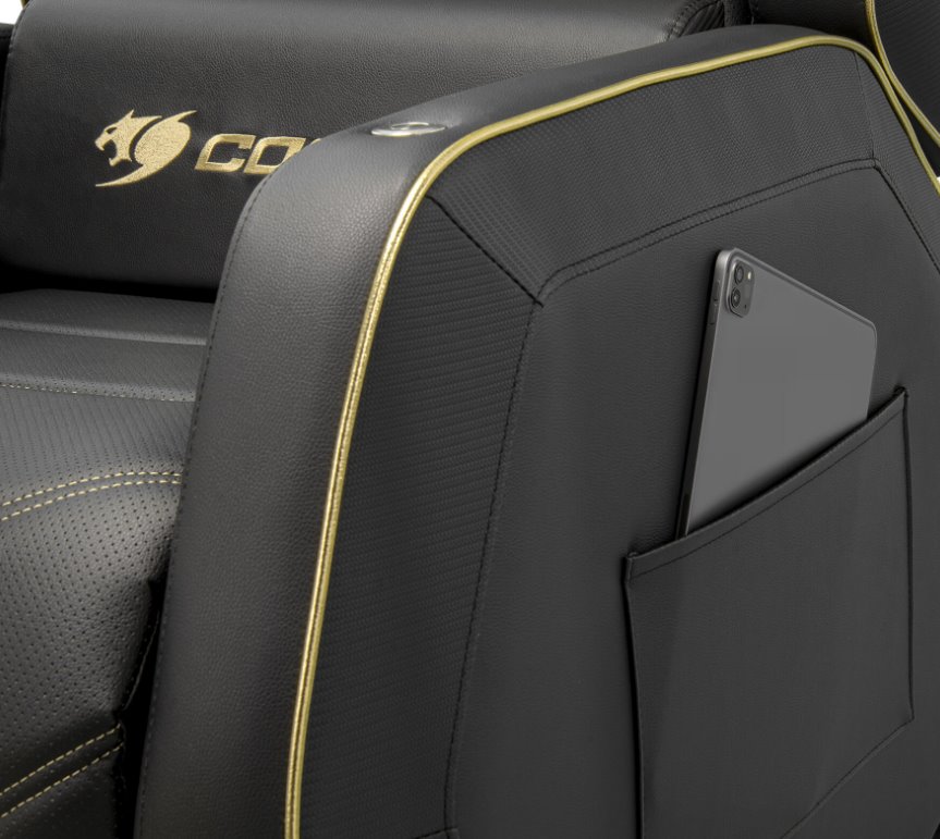 COUGAR herní křeslo RANGER PRO ROYAL - černá/zlatá, USB-C, otočný stolek, boční kapsa