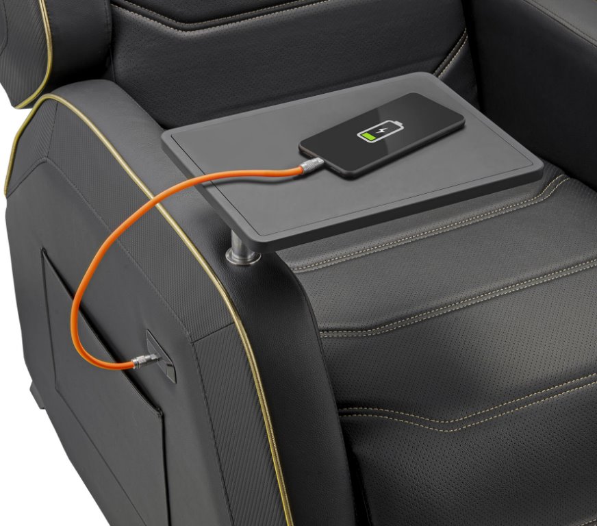 COUGAR herní křeslo RANGER PRO ROYAL - černá/zlatá, USB-C, otočný stolek, boční kapsa