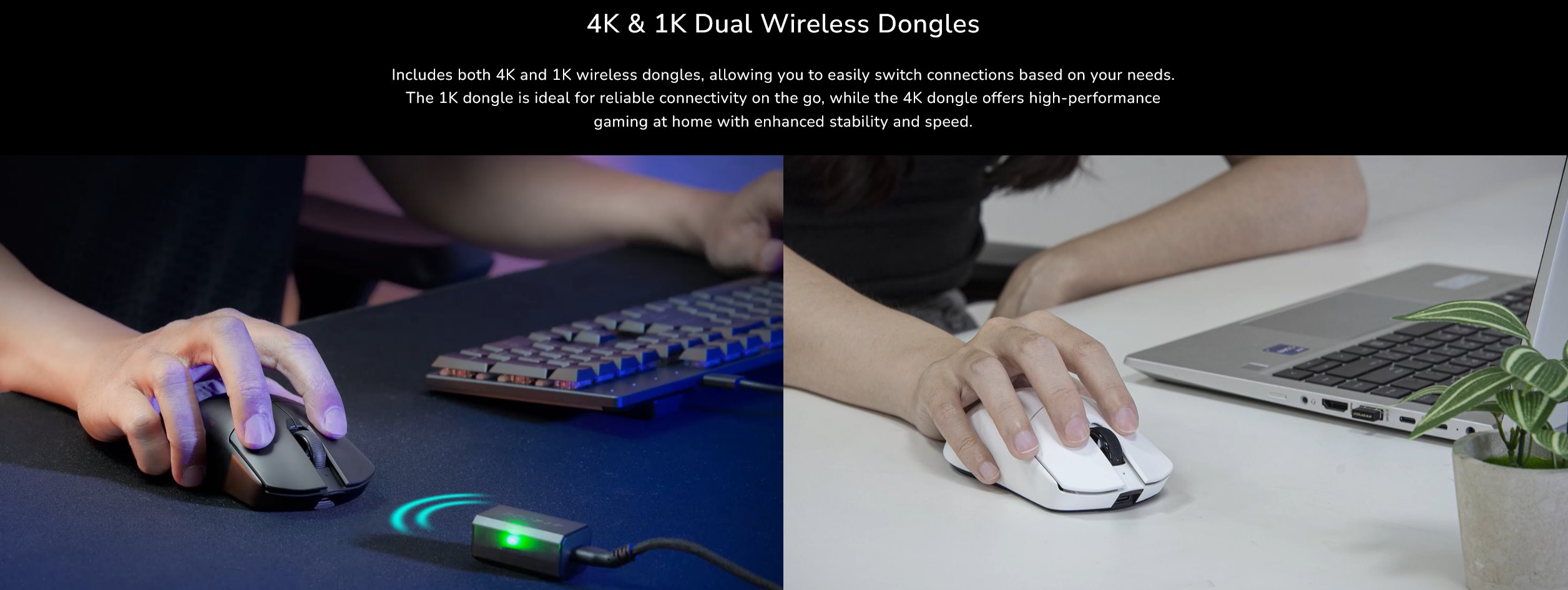 COUGAR herní myš bezdrátová/drátová REVENGER PRO 4K BLACK, čip PixArt 3395, 26000dpi, 650 IPS, 55g