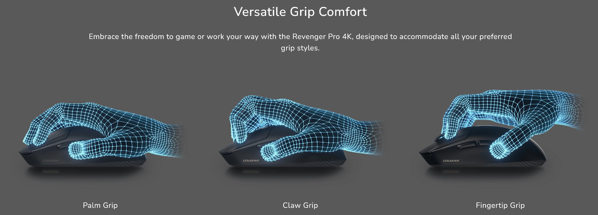 COUGAR herní myš bezdrátová/drátová REVENGER PRO 4K WHITE, čip PixArt 3395, 26000dpi, 650 IPS, 55g