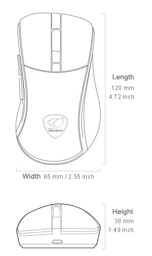 COUGAR herní myš bezdrátová SURPASSION RX 2.4GHz čip PMW3330 72000dpi RGB LED, LCD screen