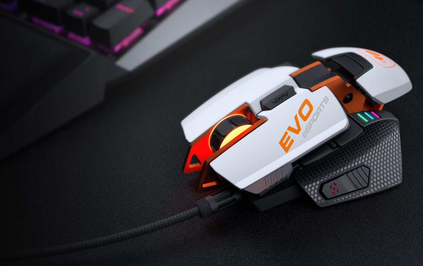 COUGAR herní myš drátová 700M Evo eSPORTS, optical, RGB, PMW-3389, 16000 DPI, white