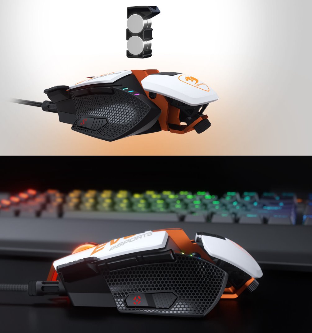 COUGAR herní myš drátová 700M Evo eSPORTS, optical, RGB, PMW-3389, 16000 DPI, white