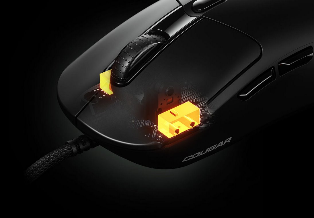 COUGAR herní myš drátová MINOS NEO BLACK, 6 tl., čip PixArt 3327, 6000dpi, 220 IPS, 63g, USB-A, Ultraflex kabel 1.8m