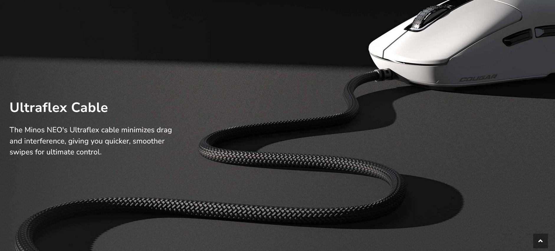 COUGAR herní myš drátová MINOS NEO BLACK, 6 tl., čip PixArt 3327, 6000dpi, 220 IPS, 63g, USB-A, Ultraflex kabel 1.8m