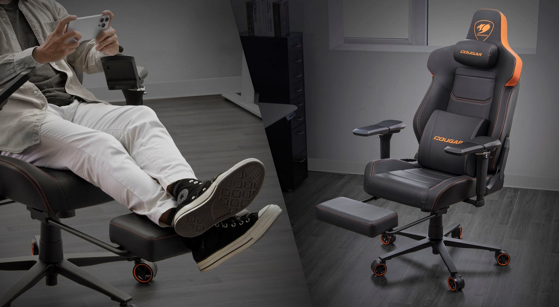 COUGAR herní židle ARMOR EVO M - černá/gold - s podnožkou