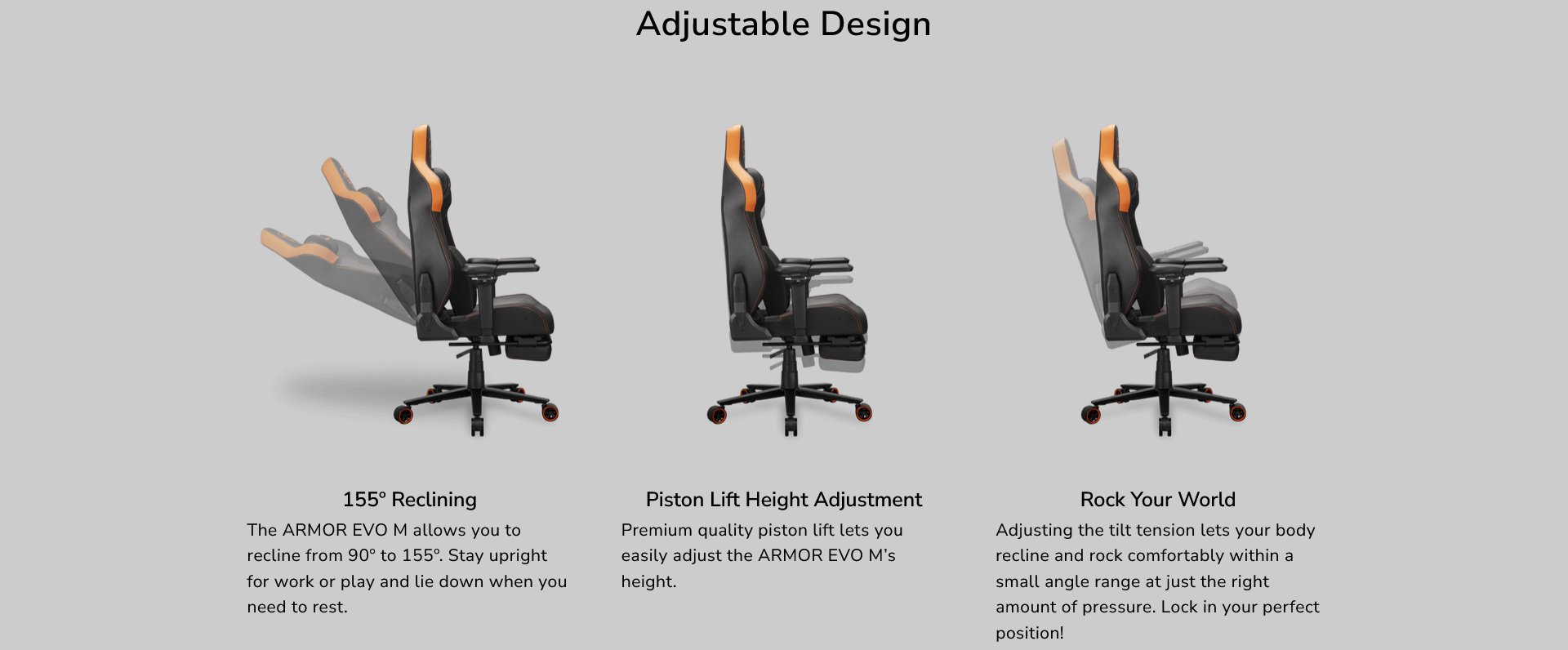 COUGAR herní židle ARMOR EVO M - černá/gold - s podnožkou