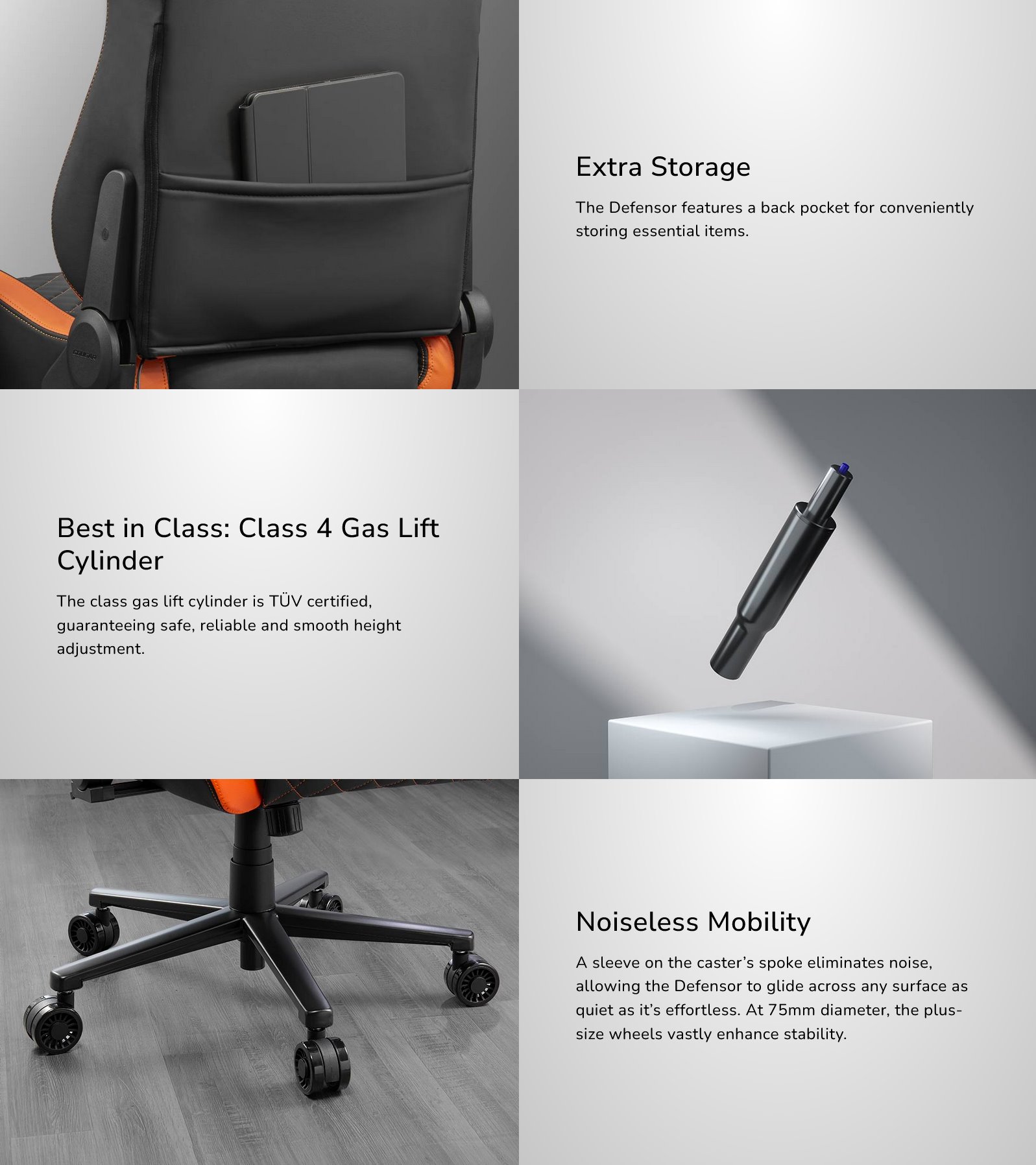 COUGAR herní židle DEFENSOR GOLD F (Tkaná látka) - černá/zlatá