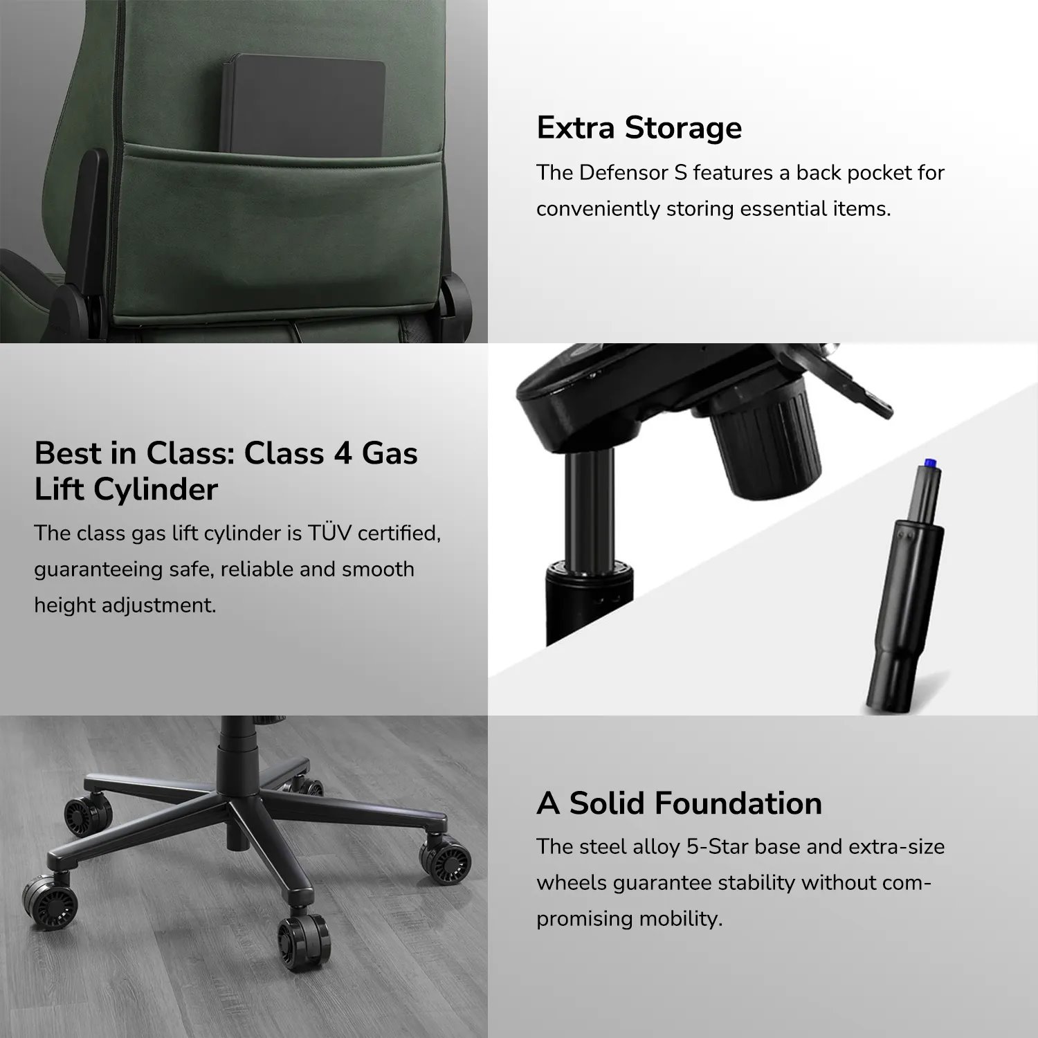 COUGAR herní židle DEFENSOR S F (Tkaná látka) - ARMY GREEN - zelená