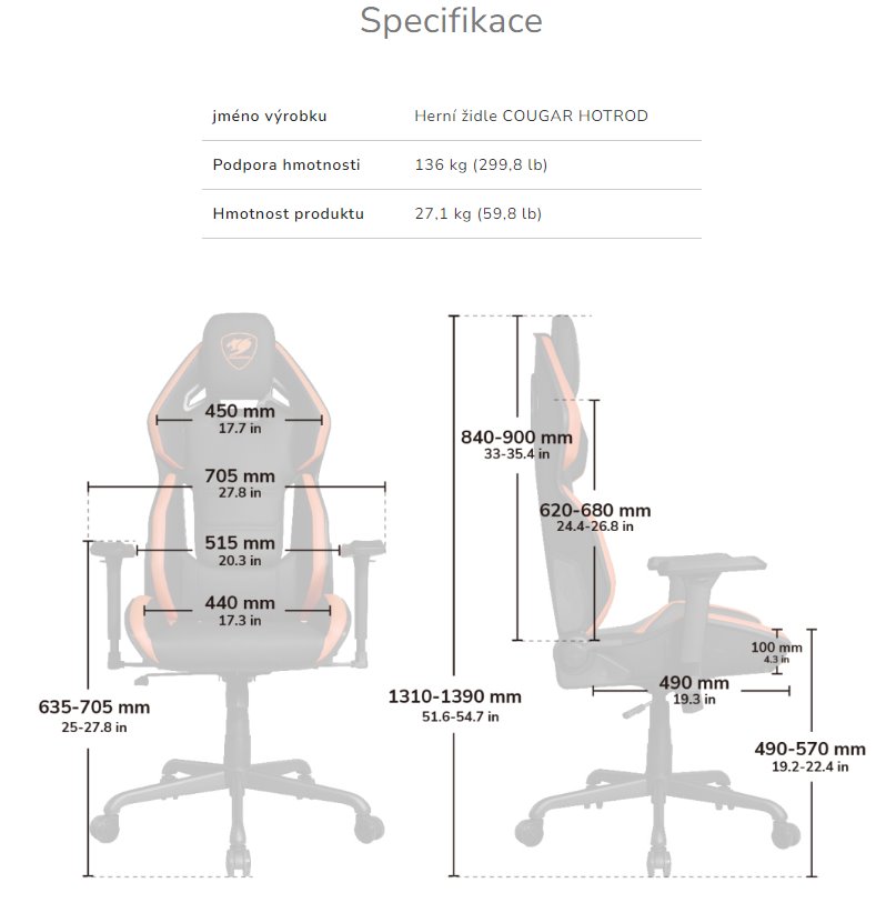 COUGAR herní židle HOTROD - černá/oranžová