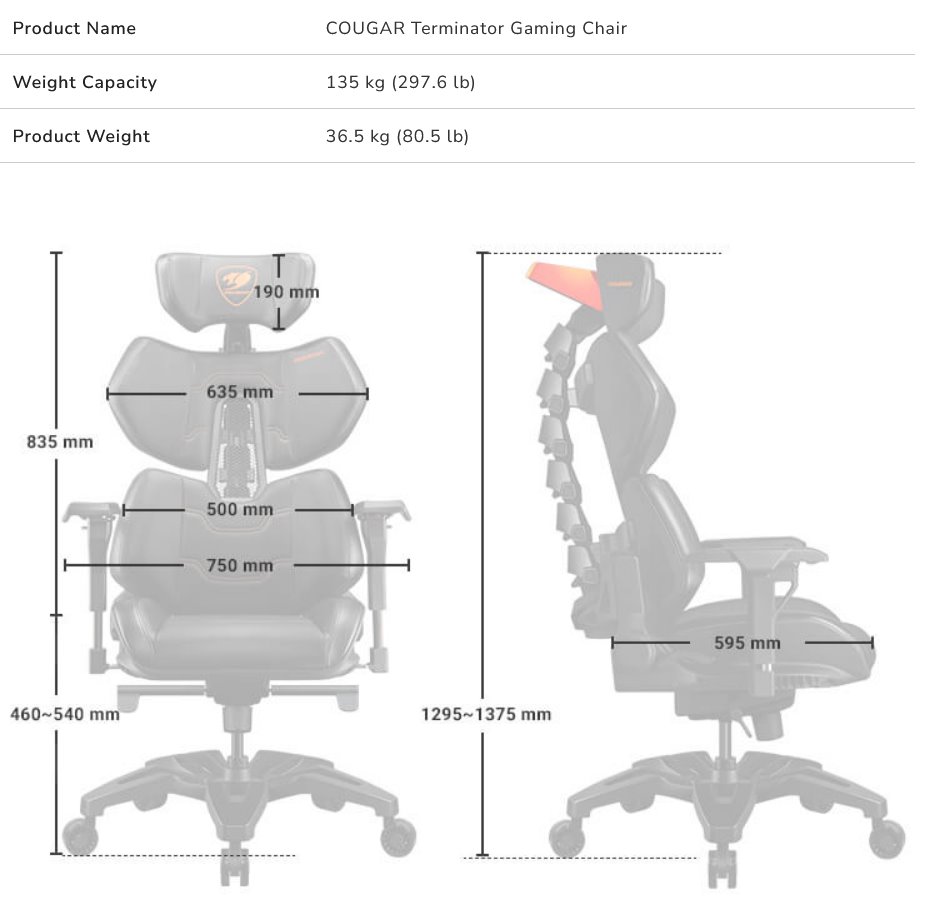 COUGAR herní židle TERMINATOR - černá/oranžová