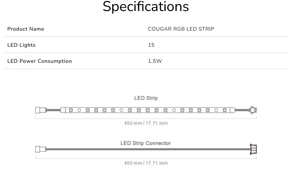COUGAR LED pásek 2x 350mm, RGB efekty