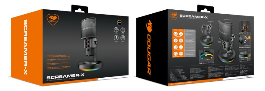 COUGAR mikrofón studio SCREAMER-X 3 Omni-Dimesion Mic Noise Reduction Pop Filter RGB Base