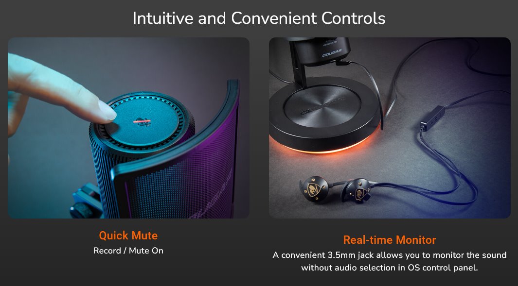 COUGAR mikrofón studio SCREAMER-X 3 Omni-Dimesion Mic Noise Reduction Pop Filter RGB Base