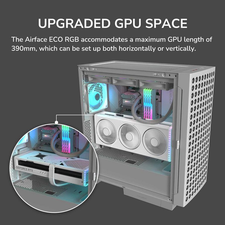 COUGAR PC skříň AIRFACE ECO RGB Black Mid Tower Airflow 2 x 180mm ARGB PWM Fans 1x 120mm ARGB Fan