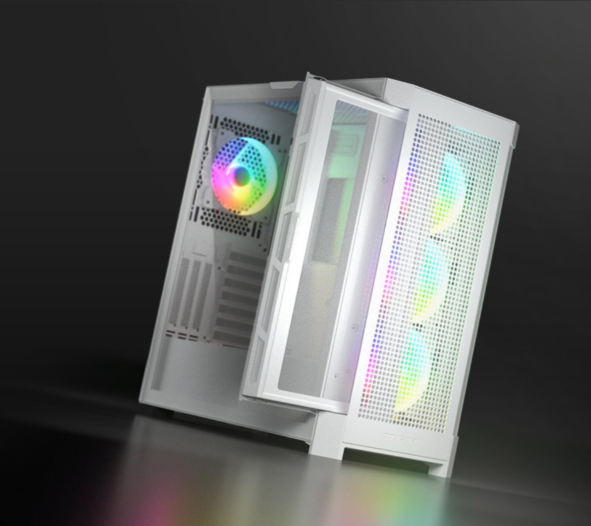 COUGAR PC skříň AIRFACE PRO RGB White Mid Tower Airflow Panel 3 x 120mm ARGB Fans 1x 120mm ARGB Fan TG Left Panel