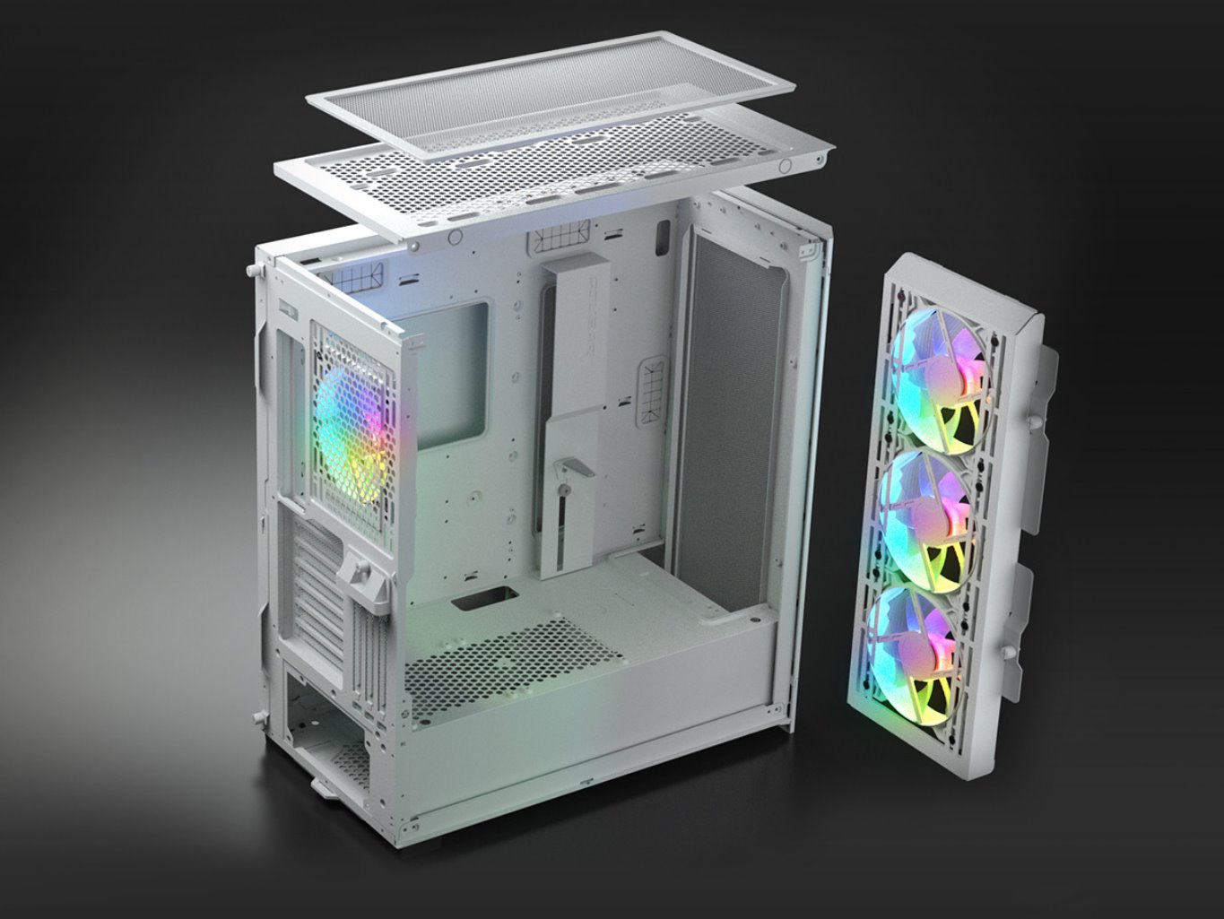 COUGAR PC skříň AIRFACE PRO RGB White Mid Tower Airflow Panel 3 x 120mm ARGB Fans 1x 120mm ARGB Fan TG Left Panel
