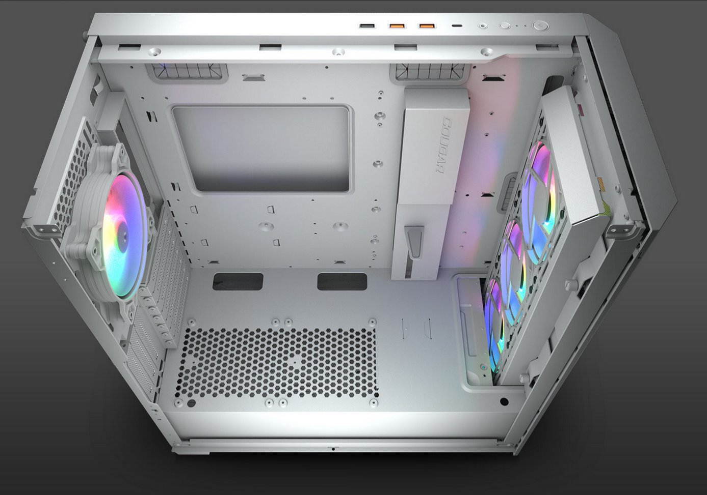 COUGAR PC skříň AIRFACE PRO RGB White Mid Tower Airflow Panel 3 x 120mm ARGB Fans 1x 120mm ARGB Fan TG Left Panel