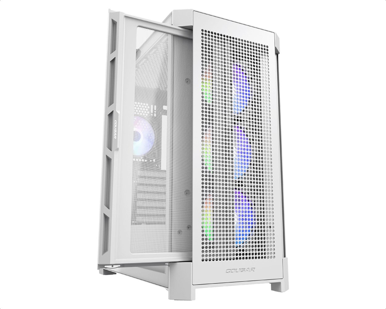COUGAR PC skříň AIRFACE PRO RGB White Mid Tower Airflow Panel 3 x 120mm ARGB Fans 1x 120mm ARGB Fan TG Left Panel