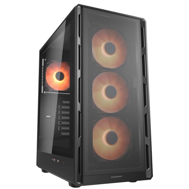 COUGAR PC skříň AIRFACE PURE PRO Black Mid Tower Mesh Front Panel 3 x 120mm ARGB Fan, Rear Panel 1x 120mm ARGB Fan