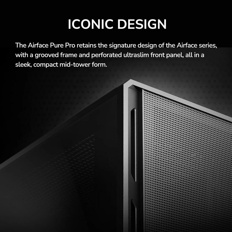 COUGAR PC skříň AIRFACE PURE PRO Black Mid Tower Mesh Front Panel 3 x 120mm ARGB Fan, Rear Panel 1x 120mm ARGB Fan