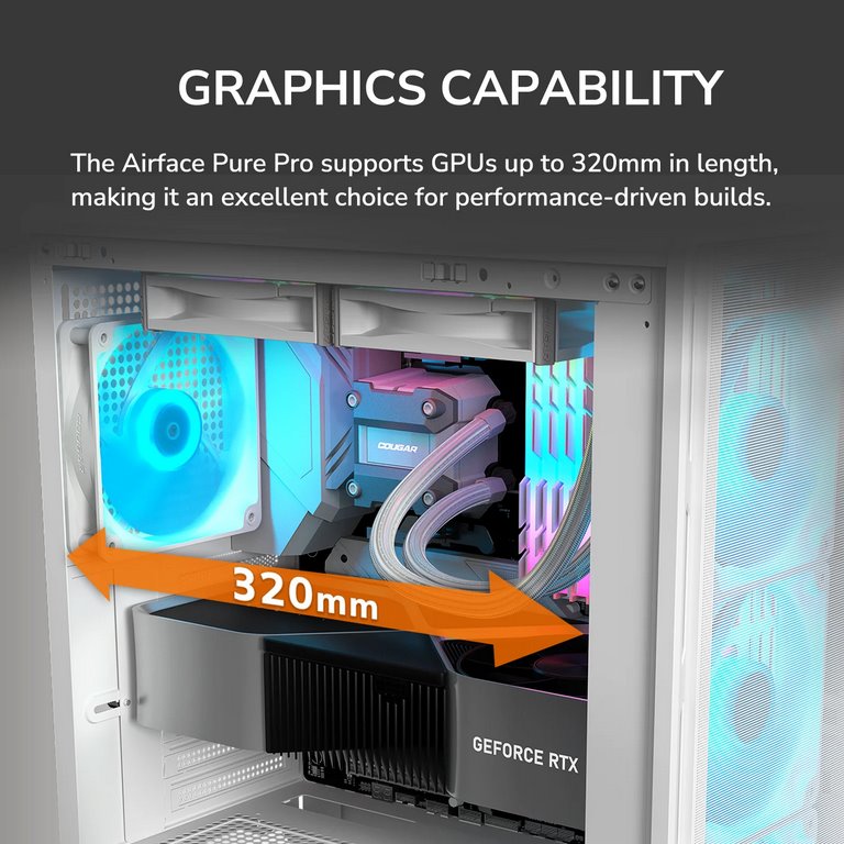 COUGAR PC skříň AIRFACE PURE PRO Black Mid Tower Mesh Front Panel 3 x 120mm ARGB Fan, Rear Panel 1x 120mm ARGB Fan