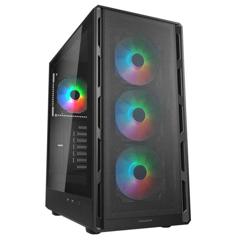 COUGAR PC skříň AIRFACE PURE RGB Black Mid Tower Mesh Front Panel 3 x 120mm ARGB Fan, Rear Panel 1x 120mm ARGB Fan