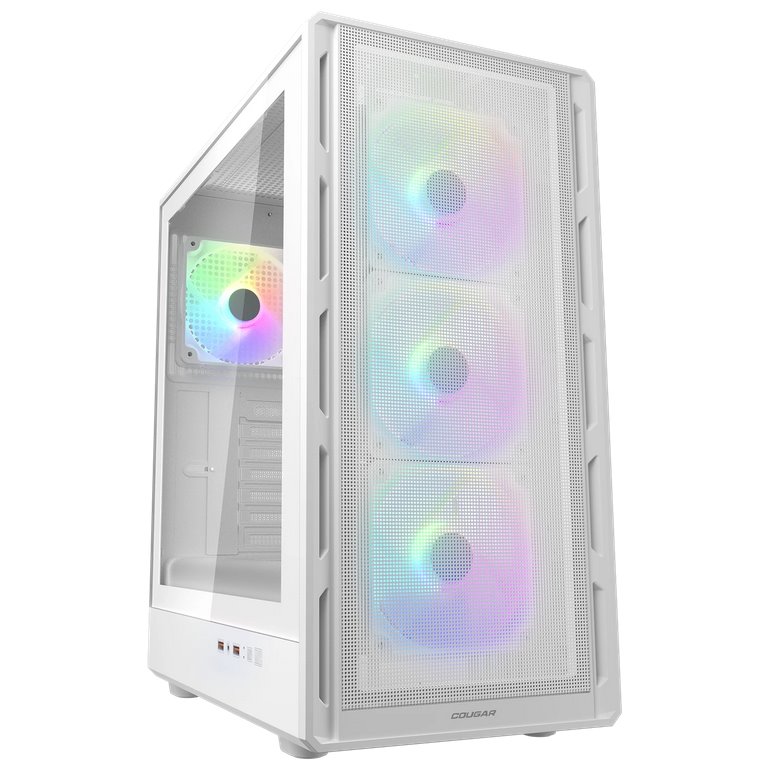 COUGAR PC skříň AIRFACE PURE RGB White Mid Tower Mesh Front Panel 3 x 120mm ARGB Fan, Rear Panel 1x 120mm ARGB Fan