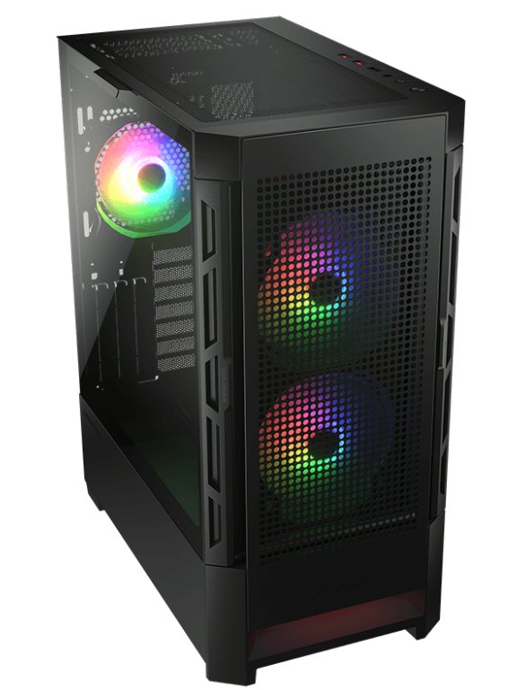 COUGAR PC skříň AIRFACE RGB Black Mid Tower Mesh Front Panel 2 x 140mm ARGB Fans 1x 120mm ARGB Fan TG Left Panel