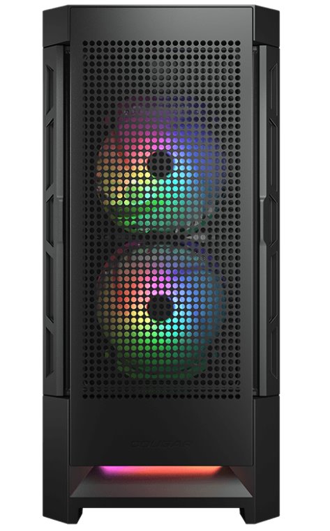 COUGAR PC skříň AIRFACE RGB Black Mid Tower Mesh Front Panel 2 x 140mm ARGB Fans 1x 120mm ARGB Fan TG Left Panel