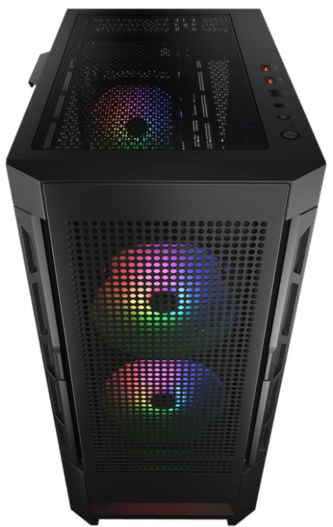 COUGAR PC skříň AIRFACE RGB Black Mid Tower Mesh Front Panel 2 x 140mm ARGB Fans 1x 120mm ARGB Fan TG Left Panel