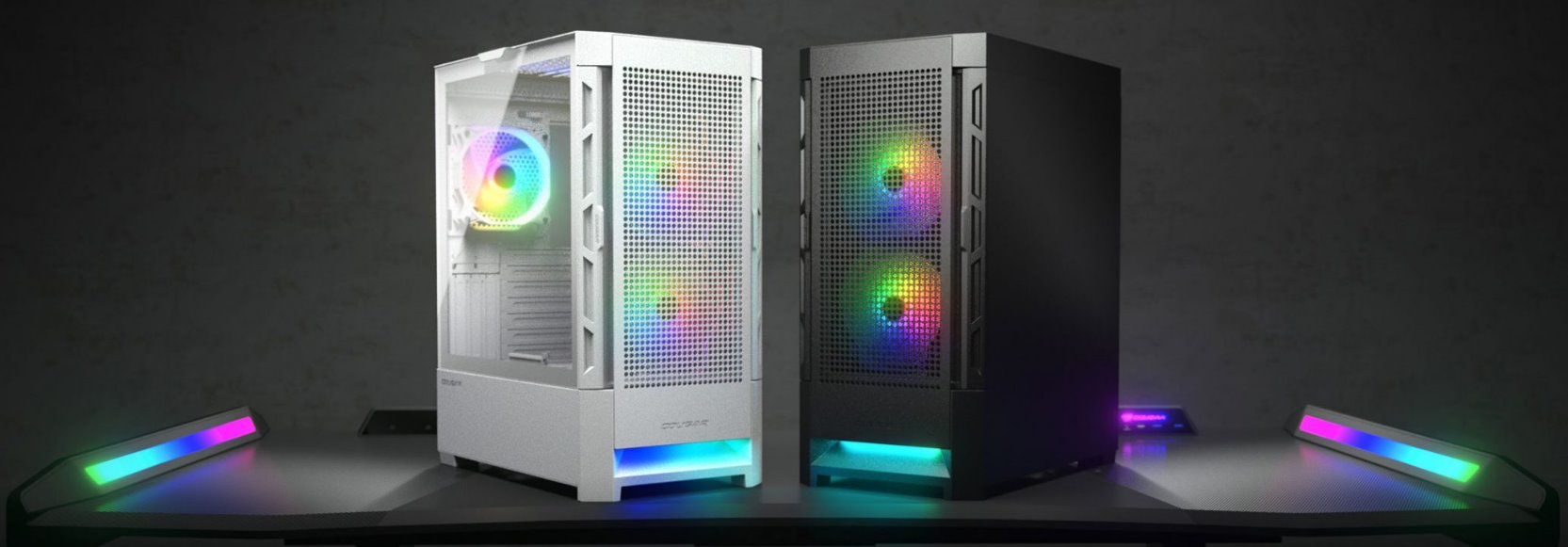 COUGAR PC skříň AIRFACE RGB Black Mid Tower Mesh Front Panel 2 x 140mm ARGB Fans 1x 120mm ARGB Fan TG Left Panel