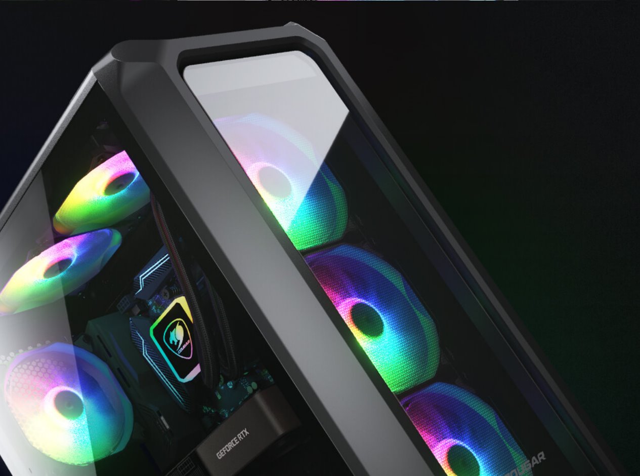 COUGAR PC skříň ARCHON 2 RGB Black Mid Tower TG Front Panel 3 x ARGB Fans 3mm TG Left Panel