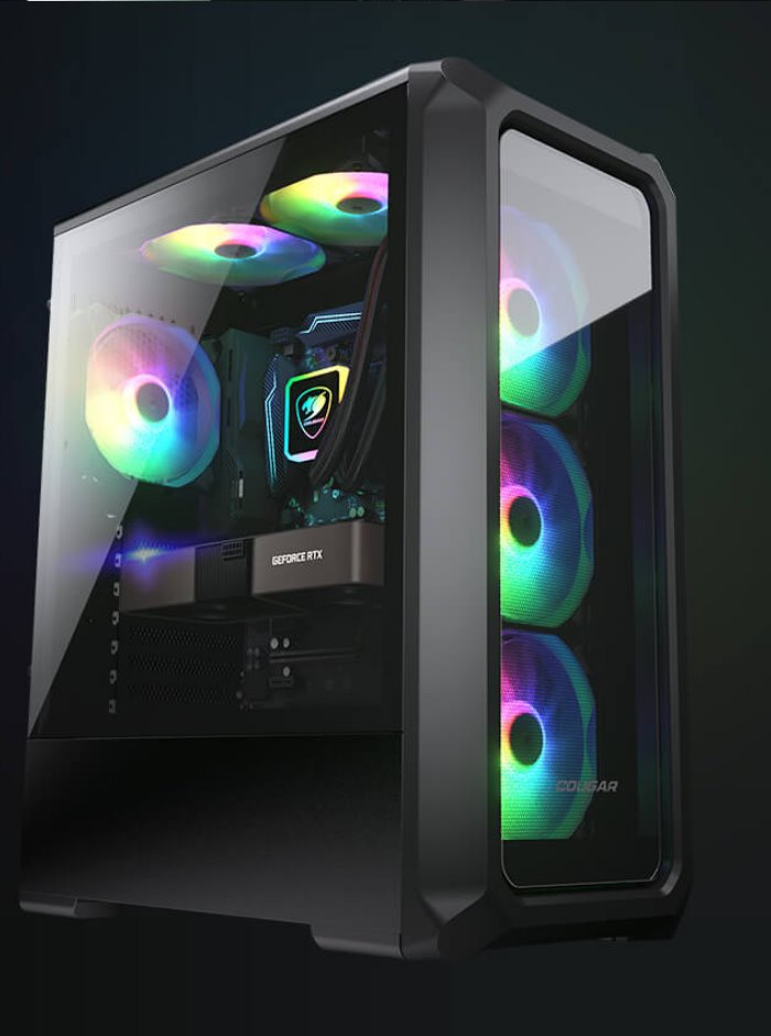 COUGAR PC skříň ARCHON 2 RGB Black Mid Tower TG Front Panel 3 x ARGB Fans 3mm TG Left Panel