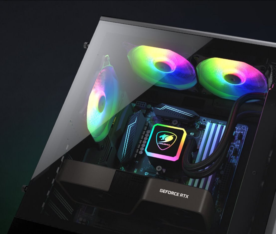 COUGAR PC skříň ARCHON 2 RGB White Mid Tower TG Front Panel 3 x ARGB Fans 3mm TG Left Panel