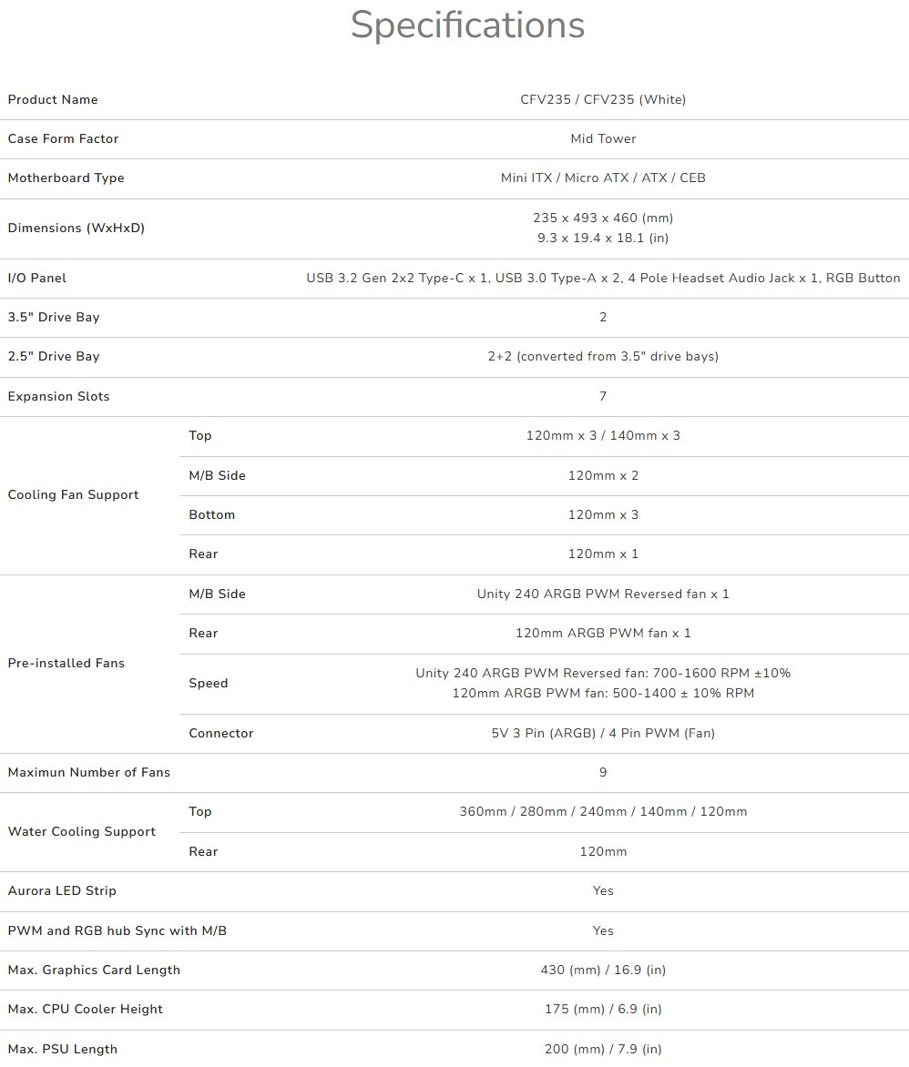 COUGAR PC skříň CFV235 Black Mid