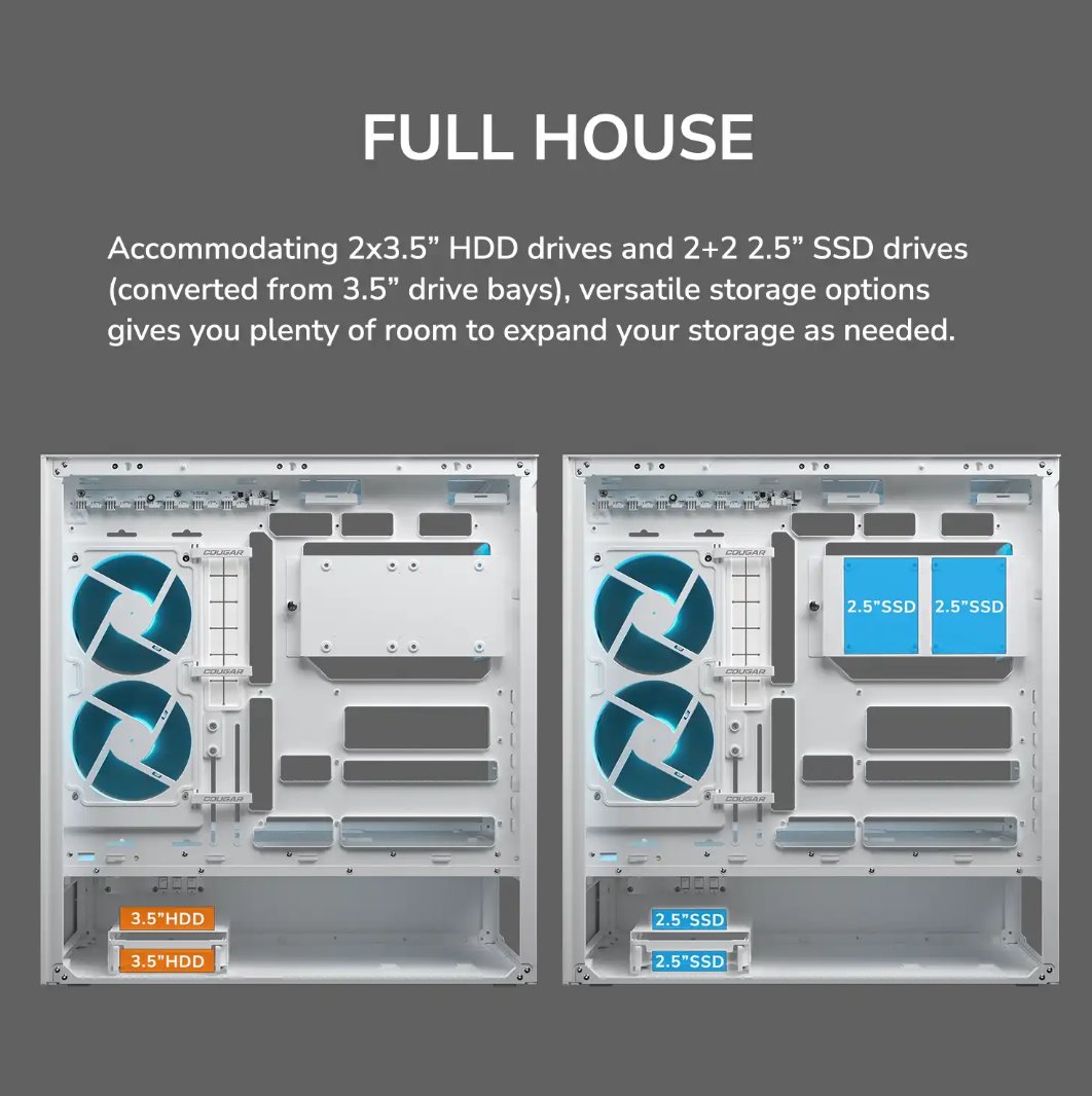 COUGAR PC skříň CFV235 White Vision Mid