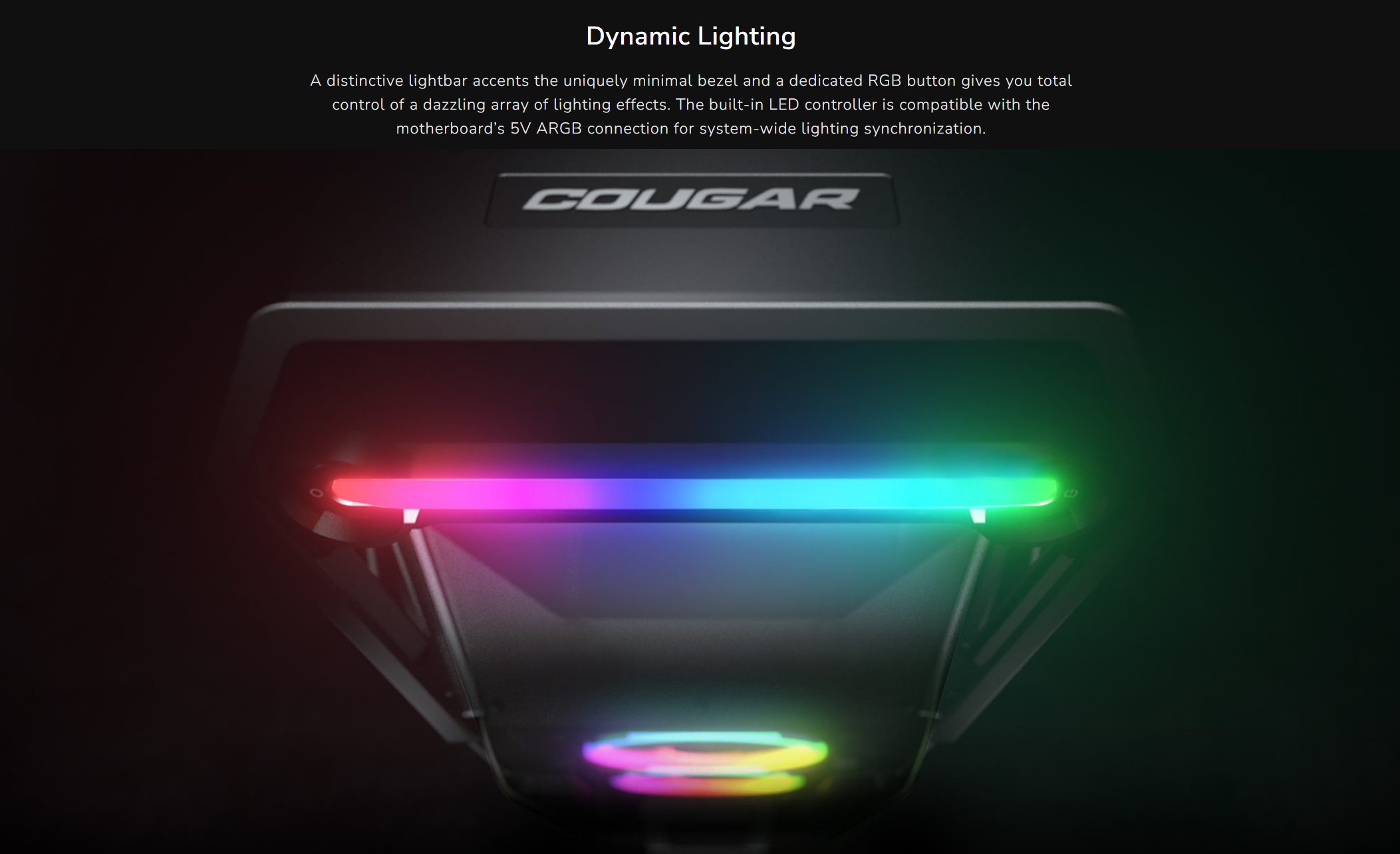 COUGAR PC skříň CRATUS Mid Tower Integrated ARGB Lighting fans 2x120mm front,1x120mm rear