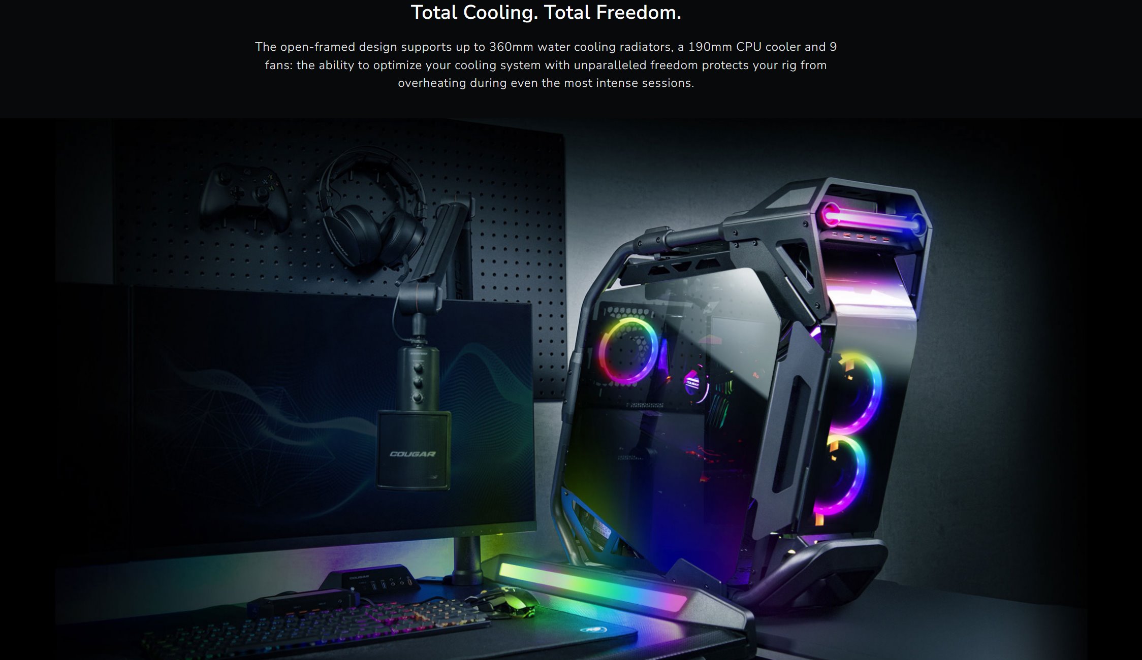 COUGAR PC skříň CRATUS Mid Tower Integrated ARGB Lighting fans 2x120mm front,1x120mm rear