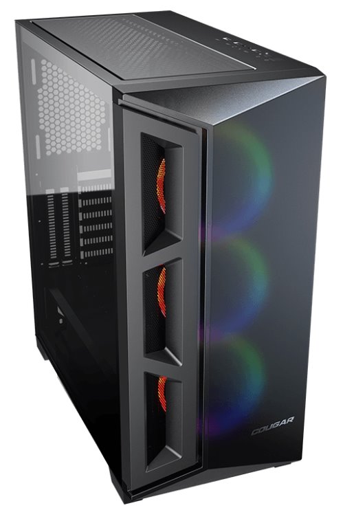 COUGAR PC skříň DARK BLADER X5 Black Mid Tower Plastic with Mesh Front Panel 1 x ARGB Fan 4mm TG Left Panel