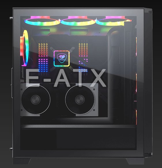 COUGAR PC skříň DARK BLADER X5 Black Mid Tower Plastic with Mesh Front Panel 1 x ARGB Fan 4mm TG Left Panel