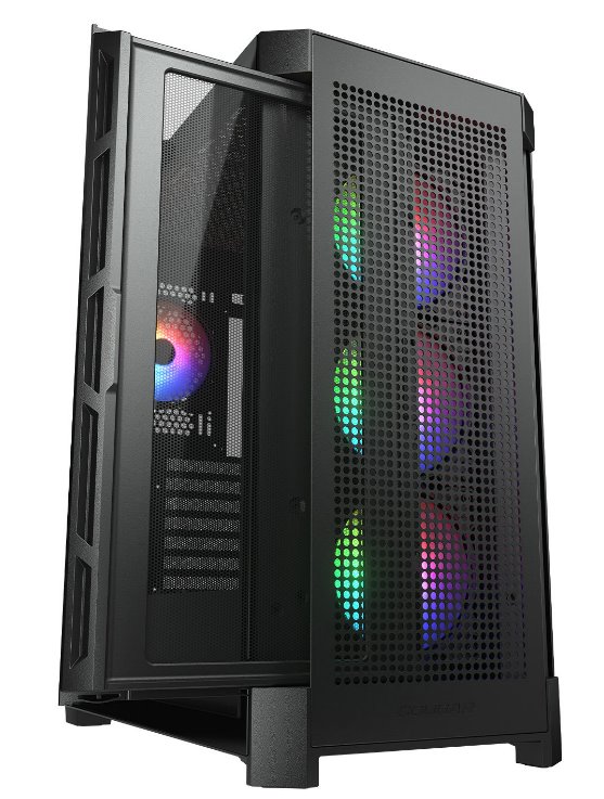 COUGAR PC skříň DUOFACE Pro RGB Black Mid Tower TG & Airflow Front Panel 4 x ARGB Fans TG Left Panel