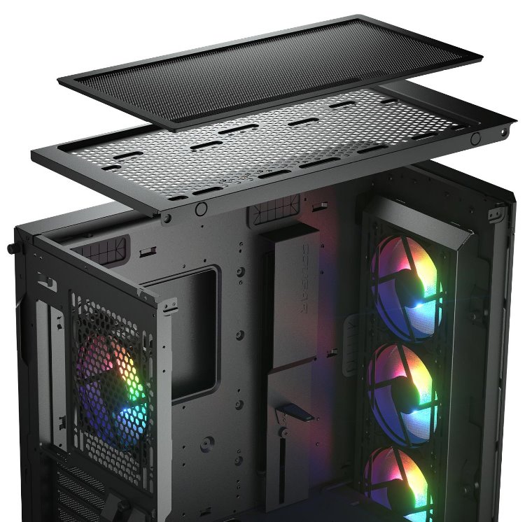 COUGAR PC skříň DUOFACE Pro RGB Black Mid Tower TG & Airflow Front Panel 4 x ARGB Fans TG Left Panel