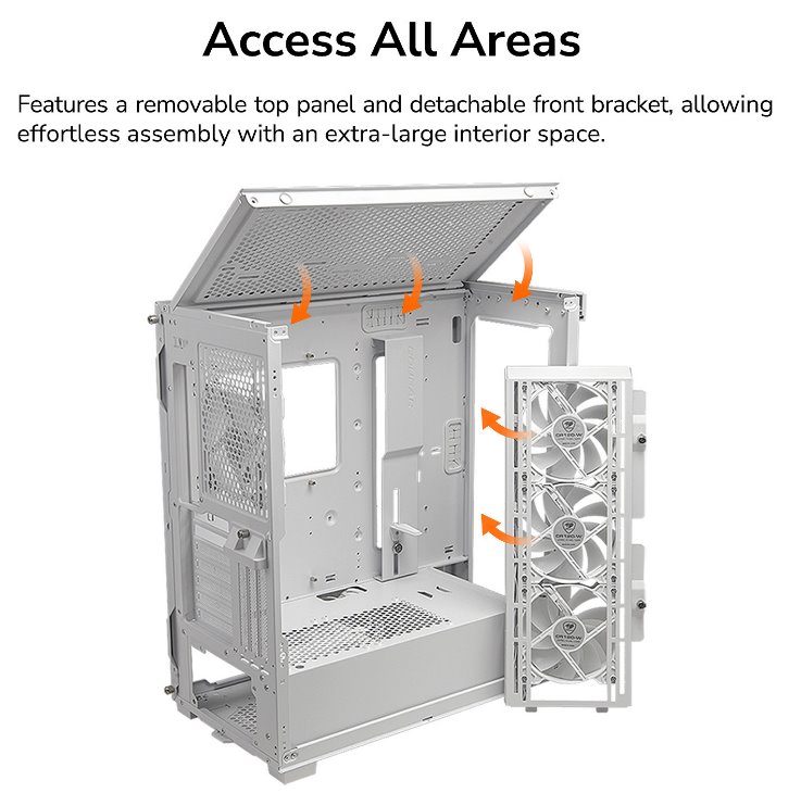COUGAR PC skříň DUOFACE Pro RGB Black Mid Tower TG & Airflow Front Panel 4 x ARGB Fans TG Left Panel