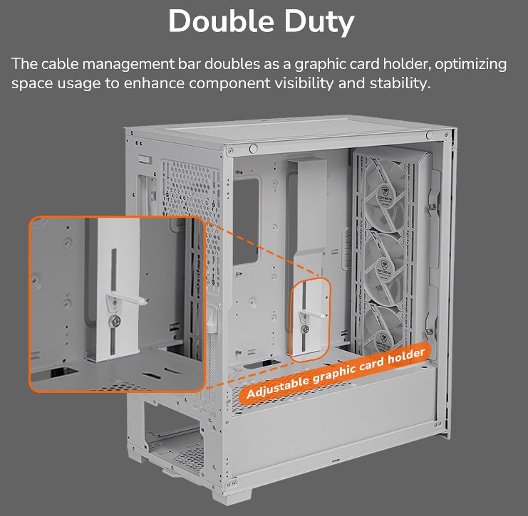 COUGAR PC skříň DUOFACE Pro RGB Black Mid Tower TG & Airflow Front Panel 4 x ARGB Fans TG Left Panel